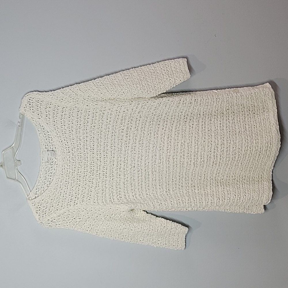 J. Jill white knit side button sweater size Large